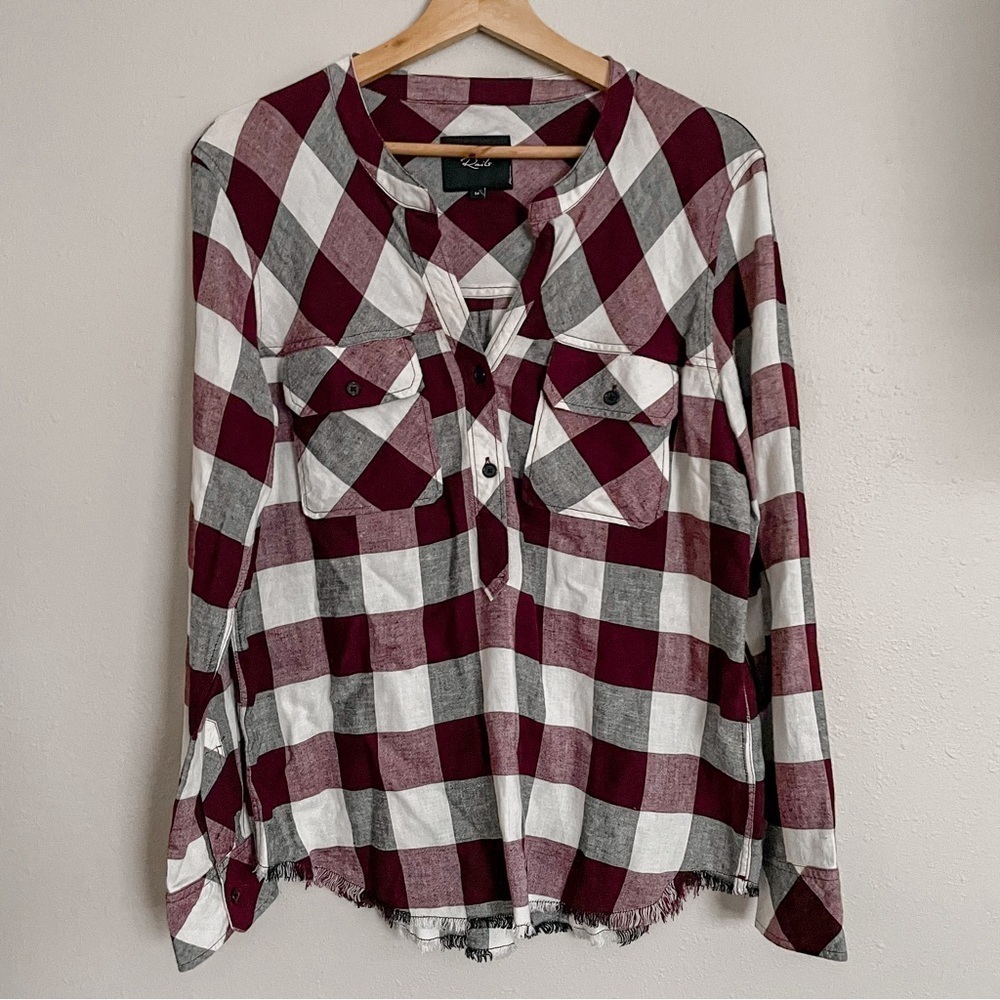 Rails | Redding Popover shirt, White, Plum Coal, Size medium